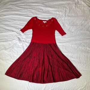 Candie's Red Midi Dress with Gold Accents